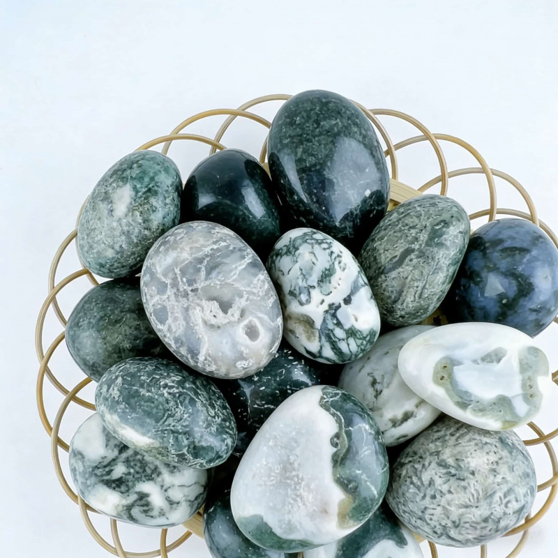 Natural Moss Agate Crushed Sto - Echeveria Succulent 评论和价格