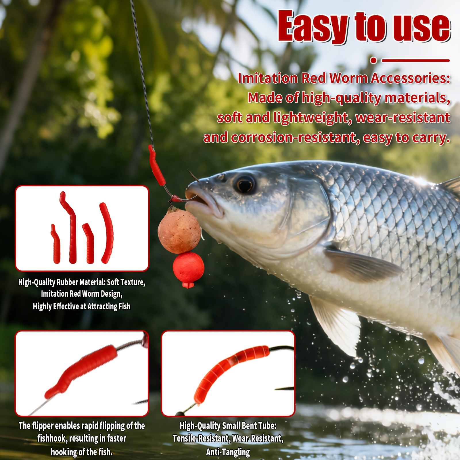 Red Artificial Bloodworm Hook  - Aglaonema Red 评论和价格