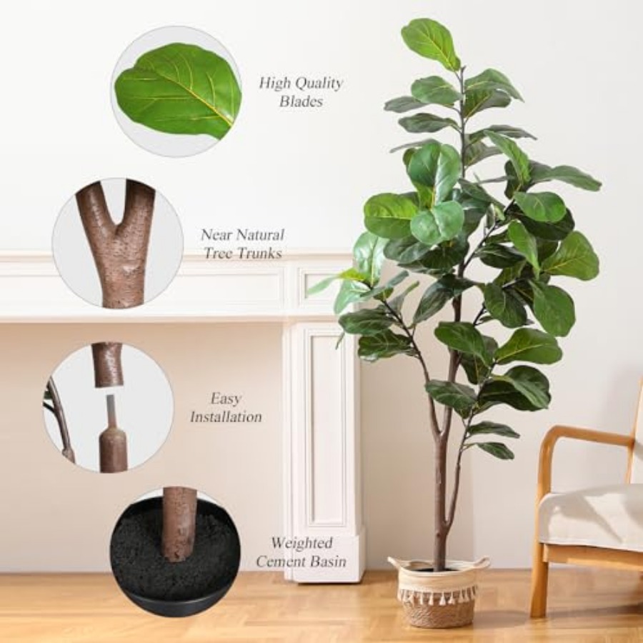 Artificial Fiddle Leaf Fig Tre - Ficus Lyrata Tree 评论和价格
