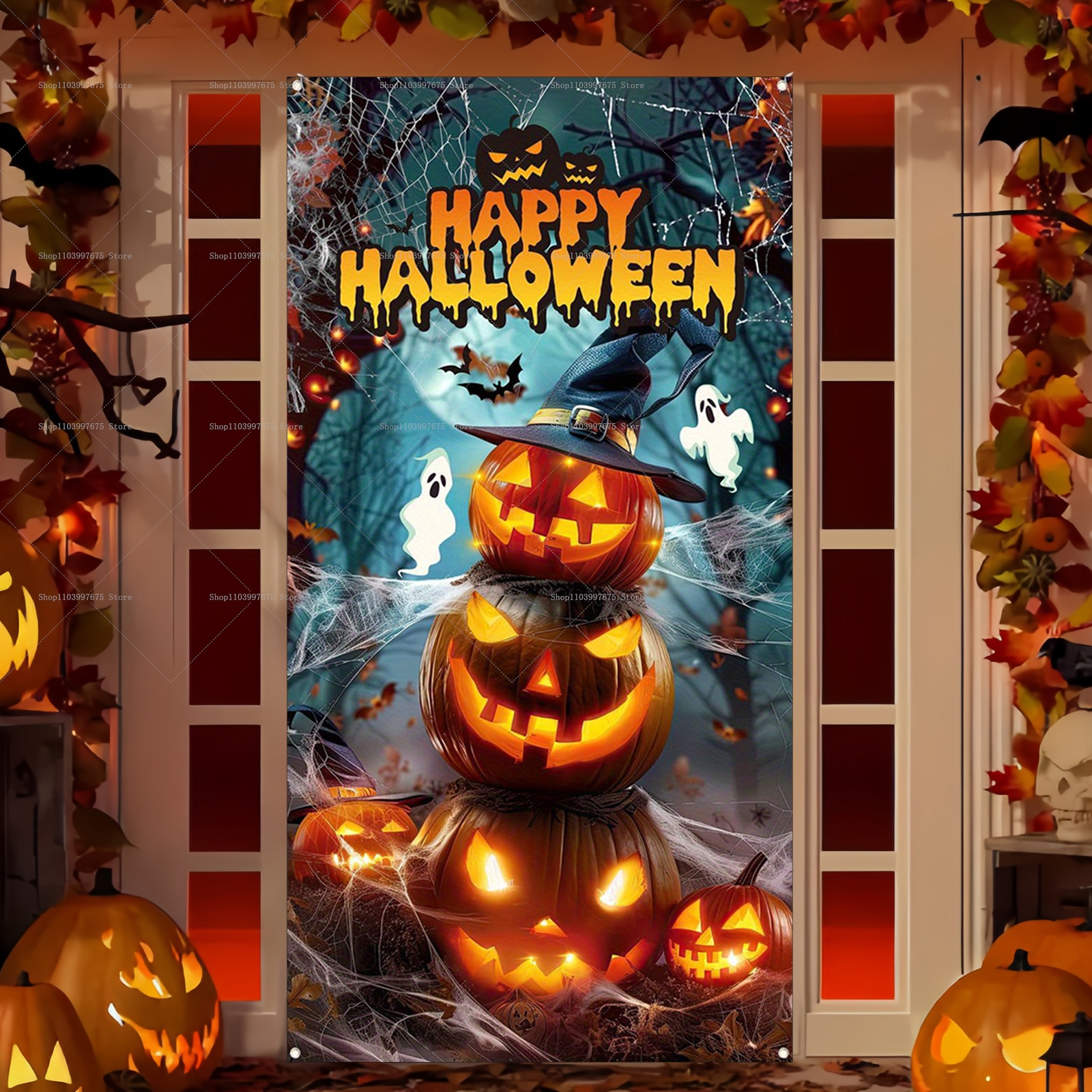 Happy Halloween Door Banner Ev - Spider Plant Hanging 评论和价格