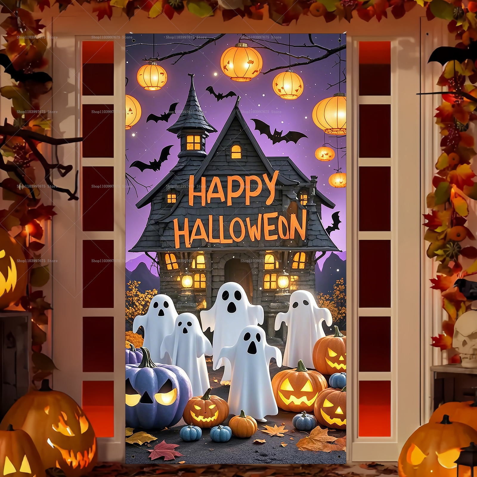 Happy Halloween Door Banner Ev - Spider Plant Hanging 评论和价格