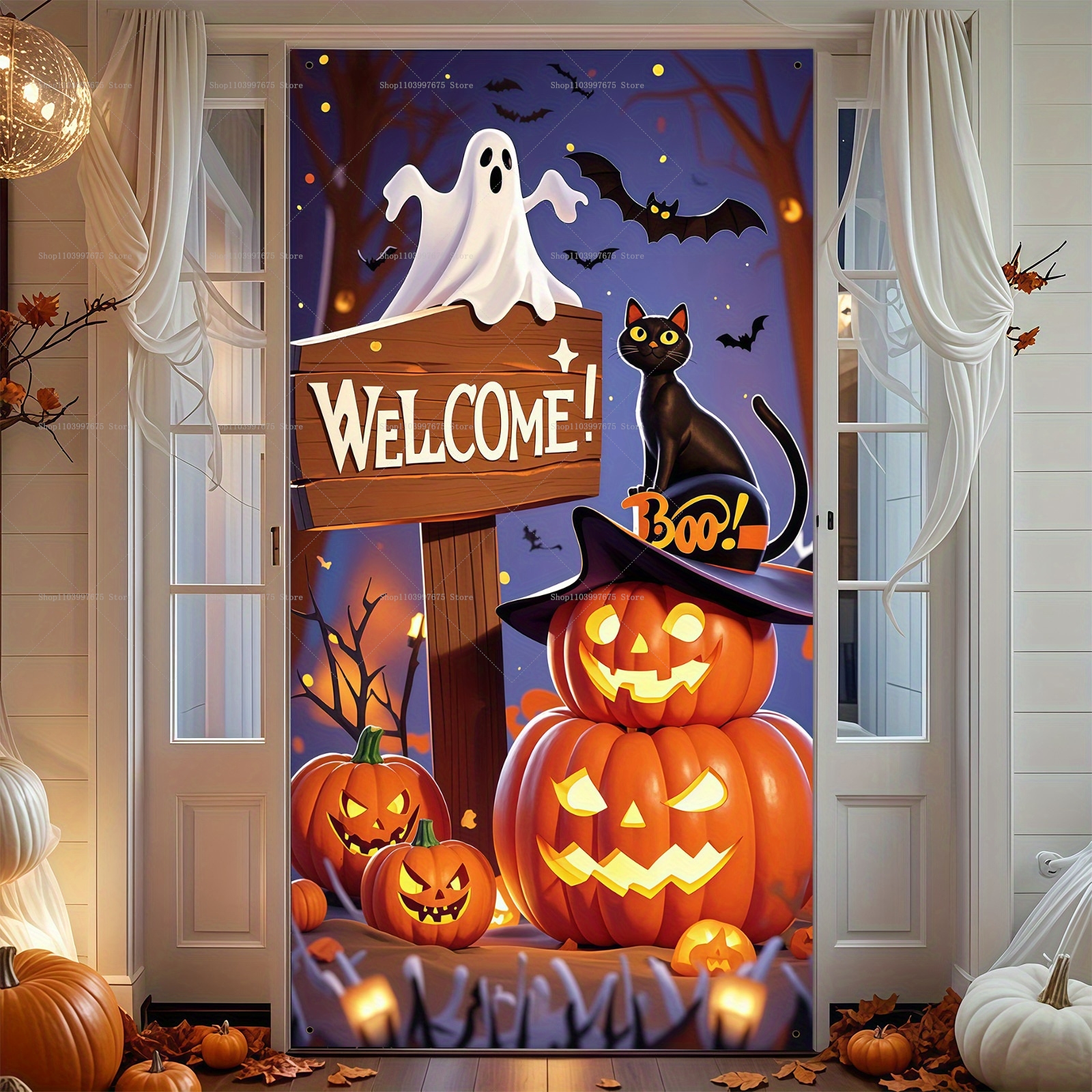 Happy Halloween Door Banner Ev - Spider Plant Hanging 评论和价格