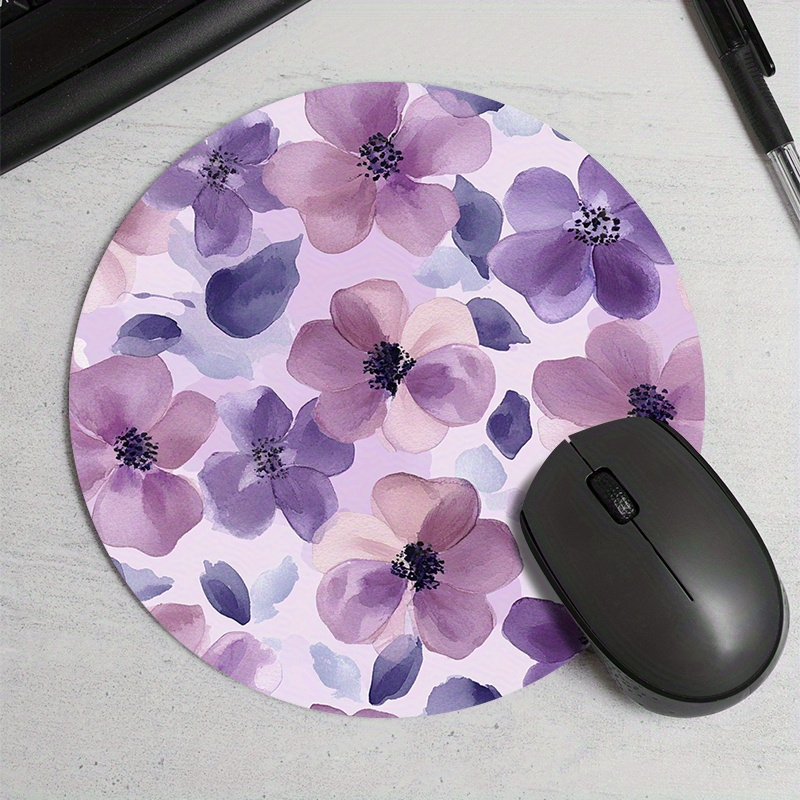 1pc Purple Floral Round Mouse  - Tradescantia Purple 评论和价格