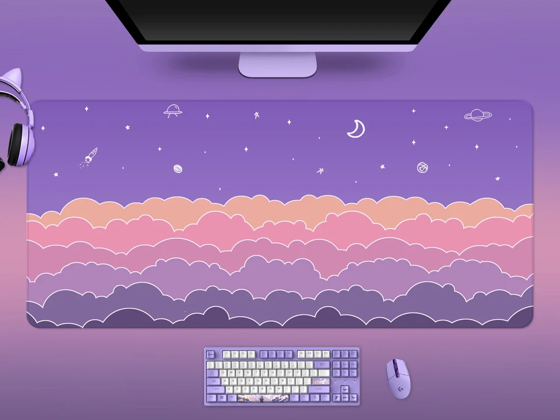 Kawaii Deskmat purple Cute Mou - Tradescantia Purple 评论和价格